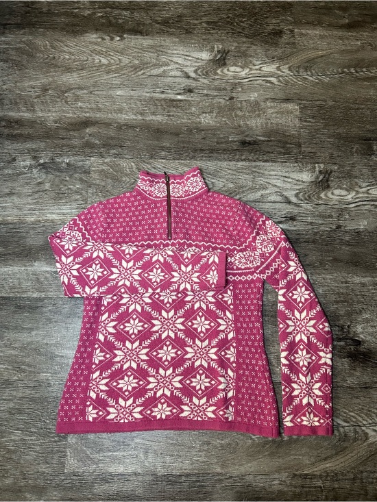 L.L. Bean Tops - Women’s Pink Patterned Half-Zip Sweater Top